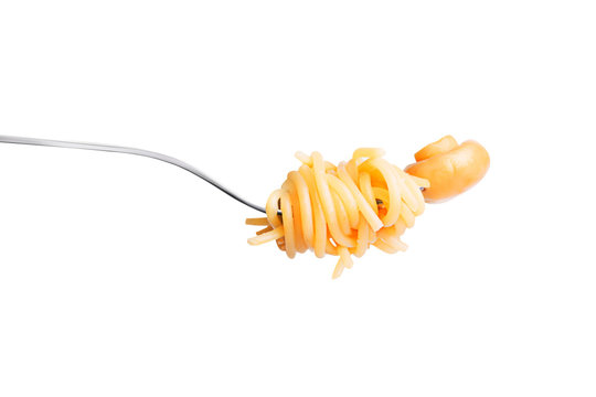 Fork with spaghetty and mushroom