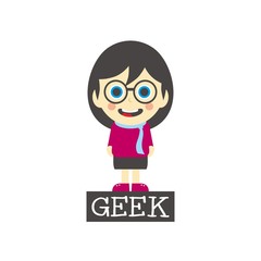 geek girl cartoon