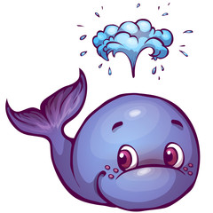 Vector illustration of whale in cartoon style