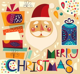 Christmas vector illustration with Santa Claus