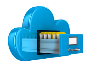 Cloud and folder on white background. Isolated 3D image