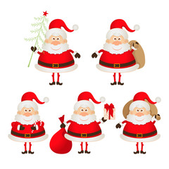 set of cute smiling Santa Claus