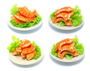 shrimps tails with green fresh origanum and lettuce