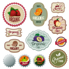 Organic Fresh Fruits Vintage Labels design vector