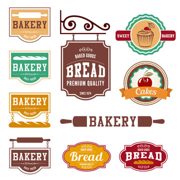 Bakery Vintage labels such as logo design vector templates