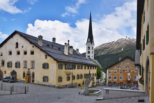 Swiss Alps-square in Zuoz