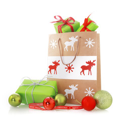 Christmas Gift Bags with Presents and Balls
