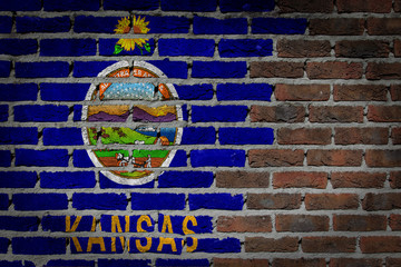 Brick wall texture with flag