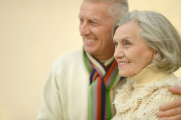 Mature couple walking in town