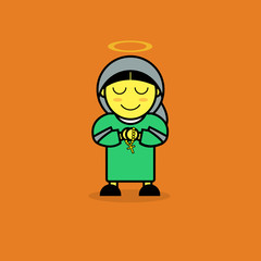 Woman in St. Bernadette Soubirous suit for All Saints Day.