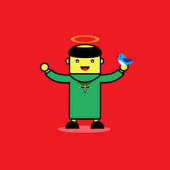 Man in St. Francis of Assisi suit for All Saints Day.