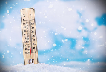 Thermometer in snow