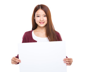Woman hold with white board
