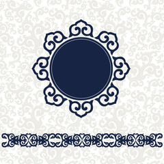 The blue square frame. White background.