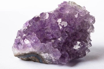 Amethyst crystals isolated on a white background