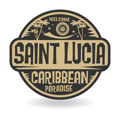 Stamp or label with the name of Saint Lucia