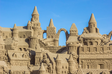Sand castle with several towers