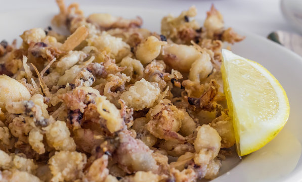 Spanish starter chopitos rebozados with small deep fried squid