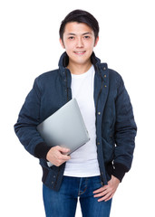 Asian man with laptop