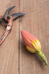 flower on old table wooden