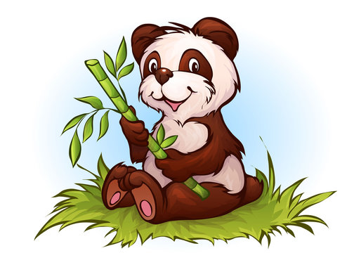 Vector illustration of panda in cartoon style