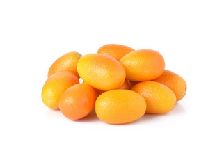 orange kumquats on white background