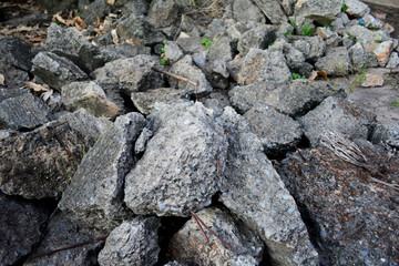 Pile of debris of a destroyed stone