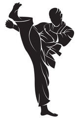 Karate fighter. Vector silhouette, isolated on white © svitla_nache