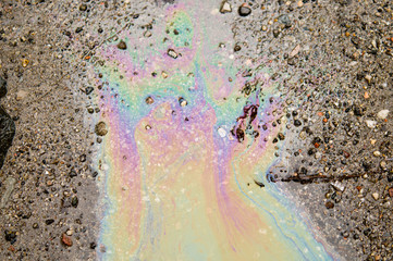oil and water on street