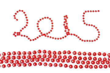 2015, red christmas tinsel beads ornament