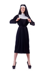 Nun isolated on the white background