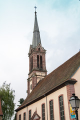 Fototapeta na wymiar Eglise luthérienne , 1783, Ribeauvillé, Alsace, Haut Rhin