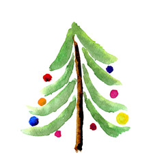 Christmas watercolor tree card