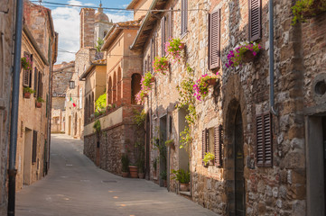 The medieval old town in Tuscany, Italy