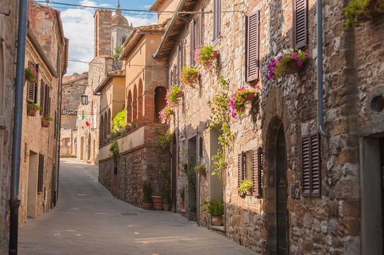 The medieval old town in Tuscany, Italy
