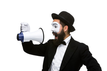 Fototapeta premium Man holding megaphone