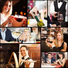 Collage of people eating, drinking and having fun