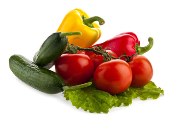 cucumbers pepper and tomatoes