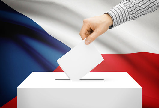 Ballot box with national flag on background - Czech Republic