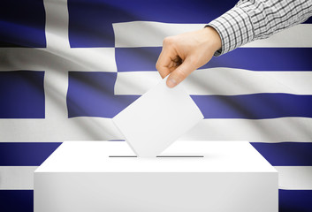 Ballot box with national flag on background - Greece