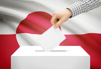 Ballot box with national flag on background - Greenland