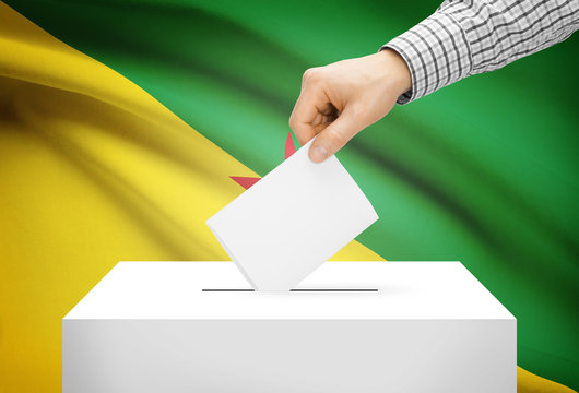 Ballot box with national flag on background - French Guiana