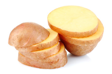 Sliced potato isolated on white