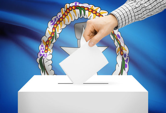 Ballot box with national flag on background - Northern Marianas