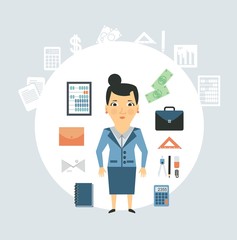 Accountant of working things illustration