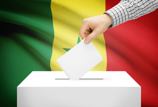 Ballot box with national flag on background - Senegal