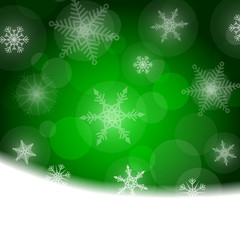 Christmas background - green with white snowflakes