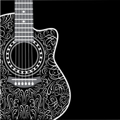 Naklejka premium background with clipped guitar and stylish ornament
