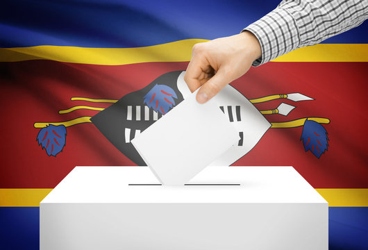 Ballot box with national flag on background - Swaziland