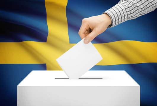 Ballot box with national flag on background - Sweden